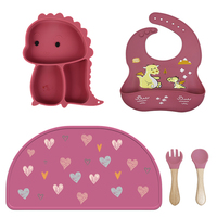 Usine personnalisée sans BPA emballage cadeau bols assiettes fourchettes et cuillères ensemble de vaisselle en silicone pour bébé