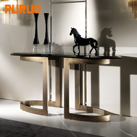 Ensemble de table à manger en marbre naturel de style italien, meubles de salle à manger, métal, 6 places, tables à manger rectangulaires pour la décoration de la maison