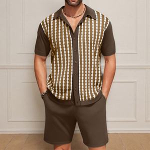 Camisa de punto a cuadros casual de seda helada para hombre, estilo europeo y americano, 100% algodón, para verano - Product Image 2