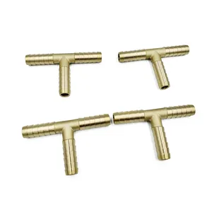 Ningbo Manufacturer Brass Gas Tee 1/2" Barb Tee 3 Way Connector Brass NPT Barbed Hose Fitting