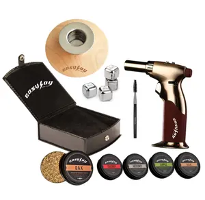 Old Fashioned Cocktail Smoker Kit with Torch, Four Kinds of Wood Smoker Chips for Whiskey and Bourbon