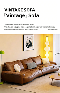 <span class=keywords><strong>Canapé</strong></span> Courbé Minimaliste Rétro Italien pour Salon, <span class=keywords><strong>Canapé</strong></span> en Cuir Moderne Ligne Droite Luxe Léger pour Petit Appartement - Product Image 6