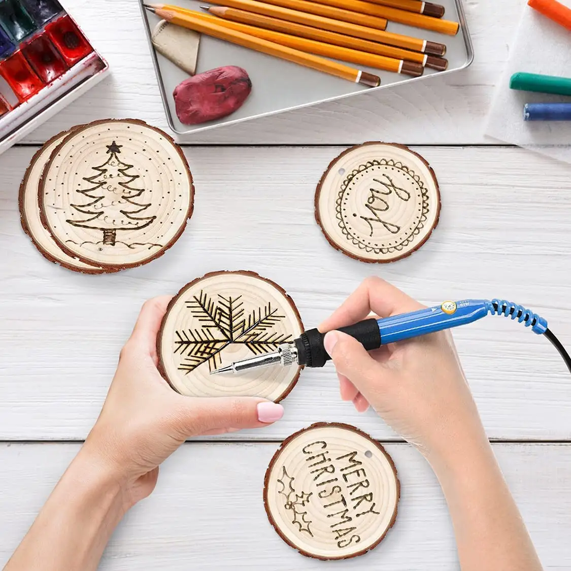 Círculos de madera personalizados para centros de mesa, decoración rústica para el hogar, decoración de boda, artesanía de Navidad, rodajas de madera rústica