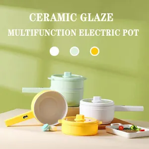 Sartén eléctrica con recubrimiento de esmalte de cerámica, Mini olla multifunción para hervir arroz, vaporera eléctrica - Product Image 6
