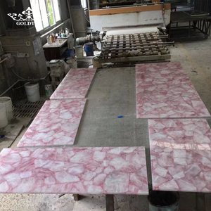 Losas de Piedra Semipreciosa de Cristal Rosa Pulido de Grado AAA GOLDTOP, Translúcidas, para Isla de Cocina o Barra - Product Image 2