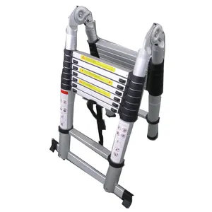 Aluminum Telescopic Double Side Ladder Steel Hinge Retractable Loft Folding Step Ladder For Home