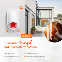 Sirine Strobo Lampu Kilat Tahan Air Wifi Tuya 120DB untuk Rumah, Sirine Anti Maling PST-SN31