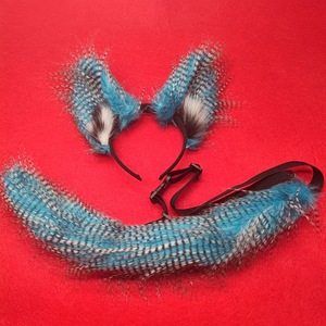 Kun Jian – ensemble d'oreilles et de queue d'animaux pour cosplay, couvre-chef en peluche bleu avec sangle réglable pour costume à thème de jeu pour adultes - Product Image 3