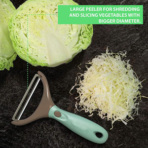 Pelador de verduras y frutas multifuncional de acero inoxidable, Set de 3 peladores triples de verduras en juliana azul - Product Image 4