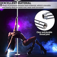 Barre de danse chromée 2 en 1, barre statique rotative amovible pour entraînement à domicile