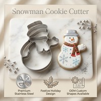 Emporte-pièces de Noël en acier inoxydable, formes Bonhomme de neige, certifiés SGS, moule à biscuits, supporte la personnalisation, boîte de rangement premium, vente en gros