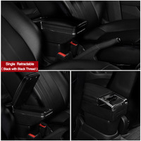 Organisateur de Console Centrale Accoudoir de Voiture Simple Double Couche Boîte de Rangement Avec Chargeur USB Accessoires Auto Nouveau Design Universel Noir