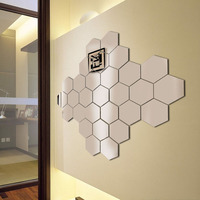 Peel and Stick Wall Mirror Self-Adhesive Hexagon Acrylic Mirror Glass for Gym /Dance /Yoga Studio Wall