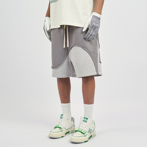 Fabricants de shorts unis d'été en gros personnalisés Shorts en coton vieilli à longues bretelles Hommes French Terry Boxer Patchwork Shorts - Product Image 5