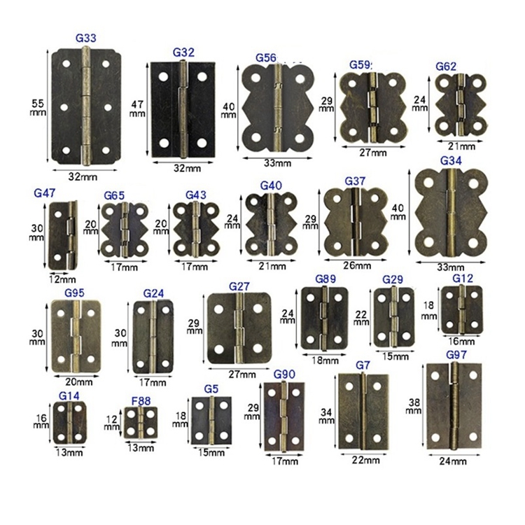 Bronze Métal Charnière Décorative Plaqué Matériel Artisanat Cadeau Jewlery Boîte Meubles Charnière En Gros Petit Laiton pour En Bois