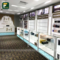 Vitrine de présentation moderne et robuste pour parfumerie, en verre, avec éclairage LED, pour comptoir ou mur, idéale pour les magasins de détail