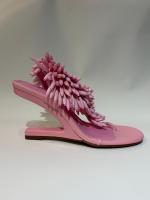 Sandales compensées à franges perlées, tongs à talon compensé sculpté et ajouré, sandales à enfiler tendance pour femme pour les soirées