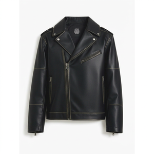Veste unisexe en cuir PU noir, style motard, imperméable, écologique, coupe-vent, respirante, à manches longues, avec fermeture éclair, streetwear, pour l'hiver - Product Image 1
