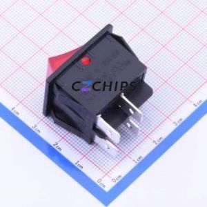 R4-210-C5L-BR-220V Rocker Switch Through hole Component (THT) Switch Concave Bend Solder Tab Red 16A - Product Image 1
