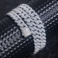 Chaîne cubaine en argent S925 européenne et américaine, double rangée de moissanite, 10 mm, collier et bracelet cubains