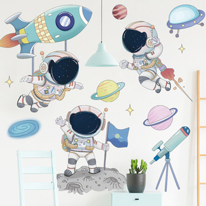 Smontabile del fumetto astronauta pianeta carta da parati <span class=keywords><strong>spazio</strong></span> autoadesivo della parete - Product Image 1