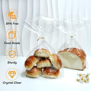 Clear Flat Bottom Gusset <b>Bread</b> <b>Bags</b> 11x14x3.1 Inches Plastic Gift <b>Bags</b> for Popcorn Cookie Wedding 50 Pack - Product Image 5