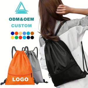 Personalized Promotional Gym Custom Draw String Bag Plastic Nylon Sports Polyester Zipper <b>Backpack</b> <b>Drawstring</b> Bags with logo - Product Image 1