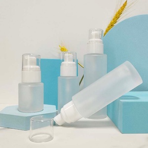 Luxury Frosted clear Glass Skincare Packaging 30ml 40ml 50ml 60ml 80ml Cosmetics <b>Containers</b> Glass Lotion Bottle With Droppe Pump - Product Image 4