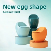 Nouvelle toilette compacte en céramique en forme d'œuf, à siphon, entièrement émaillée, monobloc, à poser au sol, siphon en P, facile à nettoyer, pour hôtels