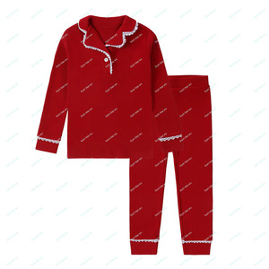Di alta qualità per bambini ragazzo e ragazza in pigiama in maglia di cotone <span class=keywords><strong>rosso</strong></span> Legging due pezzi indumenti da notte Set per bambini autunno inverno - Product Image 2