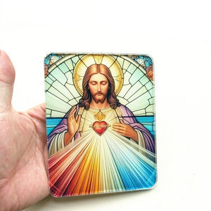 Vitral del Sagrado Corazón de Jesús, Decoración Cristiana Católica, Decoración Religiosa para el Hogar, Adorno de la Virgen María para Pascua y Bautizo - Product Image 5