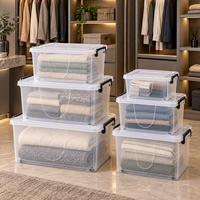 Boîtes de rangement en plastique transparent avec couvercles et roulettes pour la maison, la chambre, la buanderie, les vêtements, les draps, les organiseurs de rangement