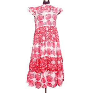 Women's Summer <b>Maxi</b> Dress 100% Cotton Floral Print Eco-Friendly Washable 2 Pcs Sweet Party Casual Daily Wear Button Decoration - Product Image 1