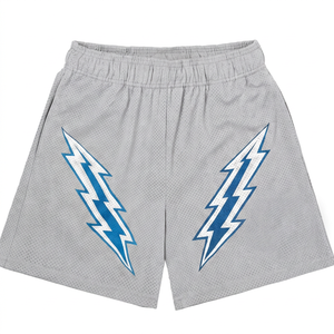 Shorts de basketball en maille unie 100 % coton, dernier design, avec logo frontal, double couche de maille, entrejambe de 7 pouces, poches zippées - Product Image 1