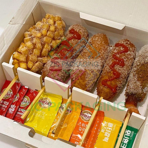 Boîte pour chien de maïs au fromage coréen avec logo personnalisé Boîte en papier avec séparateurs Impression en relief pour les sushis - Product Image 3