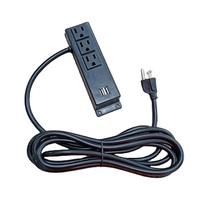 Multiprise murale à fixer sur le bord d'un bureau, trois prises CA avec deux ports USB-A 5V, installation par vis, pour la maison, le bureau ou l'établi