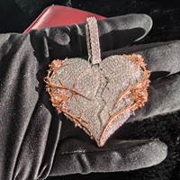Collar con Colgante de Moissanita en Forma de Corazón, con Engaste Lujoso, Unisex, Plata S925, Pieza Llamativa, Regalo Exquisito