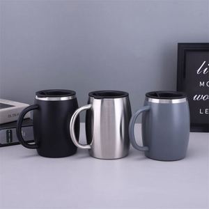 Custom logo 14oz Cold Drinks <b>Coffee</b> Cups With Spill Resistant Lid Strong Handle Stainless Steel Insulated Travel <b>Coffee</b> Mugs - Product Image 6
