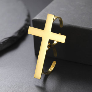 Anillo Doble de Dos Dedos para Mujer, Estilo Hiphop, Resistente al Agua, Sin Deslustre, Chapado en Oro de 14k y 18k PVD, Acero Inoxidable 316L - Product Image 1