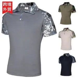 Foreign Trade European Code Trend Men's Lined Shirt Polo Shirt Cross-border Camouflage Stitching Casual Short Sleeve Summer Lap