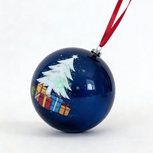 Adorno <span class=keywords><strong>Colgante</strong></span> Personalizable con Purpurina Estampada en Azul Oscuro para Árbol de Navidad, Decoración de Fiestas en el Hogar - Product Image 4