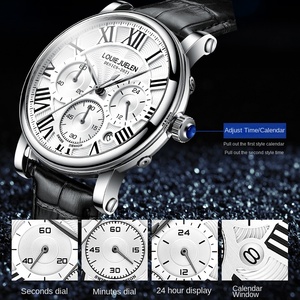 Reloj de Hombre de Alta Gama, Correa de Cuero Impermeable, Caja de Aleación Multifuncional, Esfera con Indicadores de Cuarzo, 42 mm, Producto Original - Product Image 3