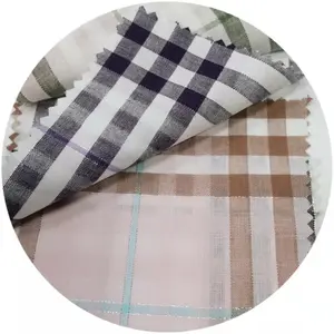 Factory sale ready directly yarn dyed plain plaid cotton fabric metallic metal wire woven fabric for check blouse dress
