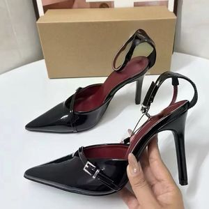 Talons de luxe, nouveaux talons pointus brillants à la mode, slingback rouges pour femmes - Product Image 1