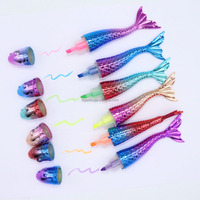 2024 Kawaii petit poisson rouge forme couleur UV placage stylo corps en gros en plastique surligneur encre marqueur fluorescent stylo