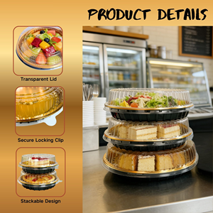 Boîte ronde personnalisable en feuille d'or avec couvercle anti-buée haute transparence, conteneur d'emballage alimentaire en PET de qualité alimentaire pour sushis - Product Image 2