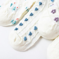 Chaussettes de curling brodées de fleurs colorées Motif coeur Chaussettes d'équipage géométriques en coton à haute élasticité