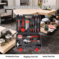Kit d'outils ménagers 9 pièces pour dropshipping, personnalisable OEM, avec mètre ruban et marteau – Vente chaude
