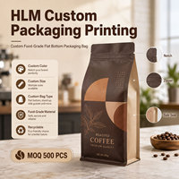 Sacs à café personnalisés à fond plat avec fermeture éclair et valve, en papier kraft, film Mylar haute barrière, pour emballage de thé, noix et aliments