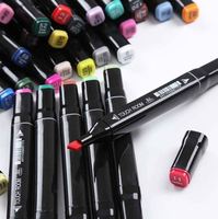 Ensemble de 36 marqueurs à alcool Dual Art avec pointes pinceau et biseautées, encre lavable non effaçable pour le dessin